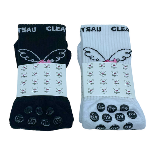 Paquete DUO de calcetines CleatsAU Grip - Blanco y negro