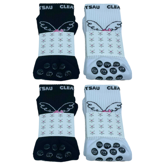 CleatsAU Grip Sock ELITE BUNDLE - Blanco y negro