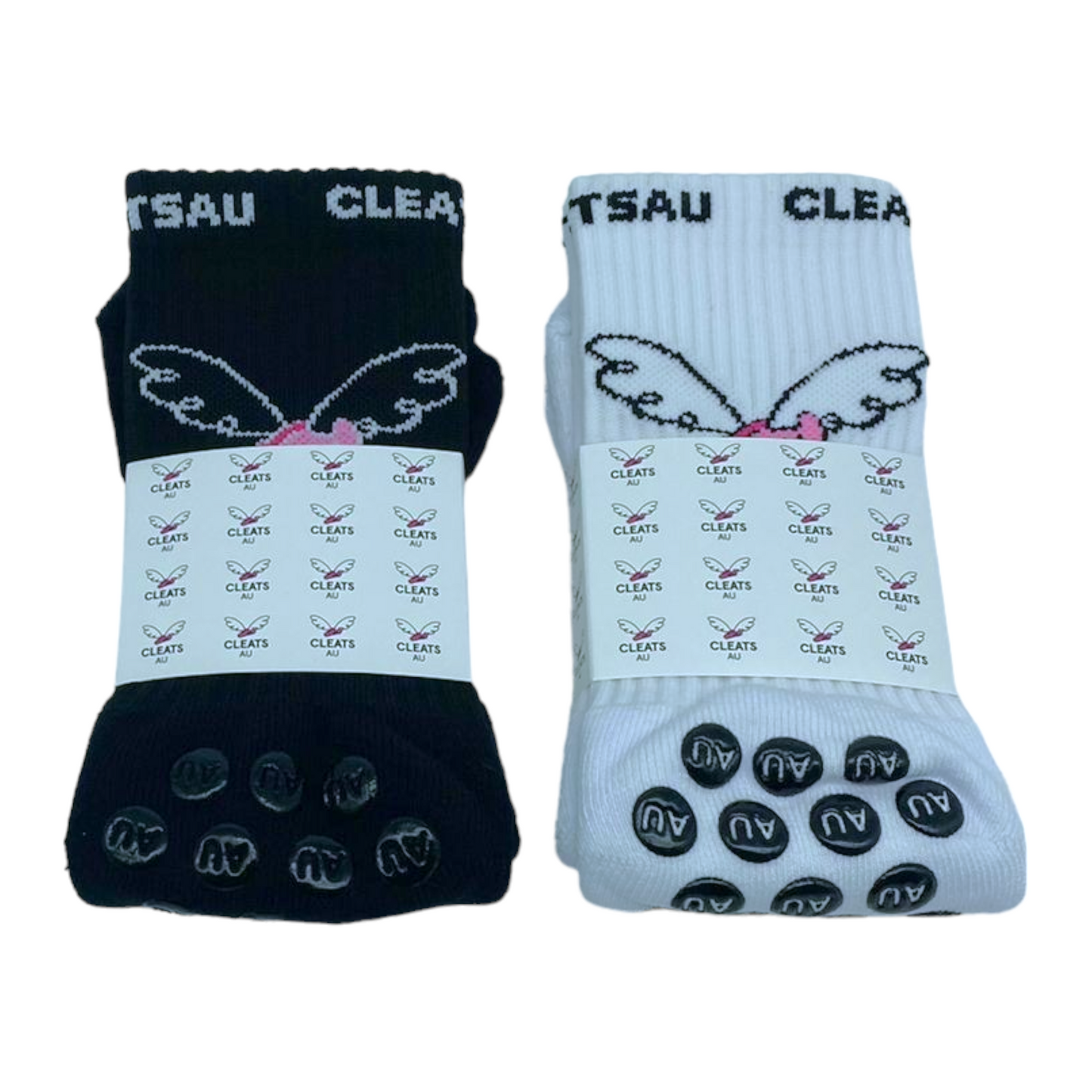 CleatsAU Grip Sock DUO BUNDLE - Black & White