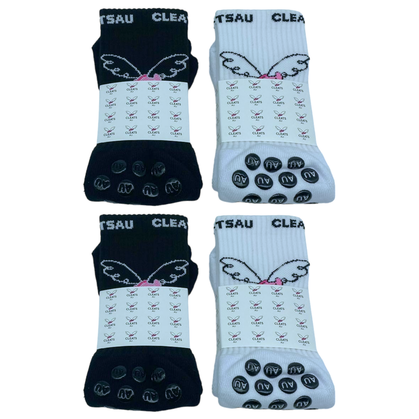 CleatsAU Grip Sock ELITE BUNDLE - Black & White